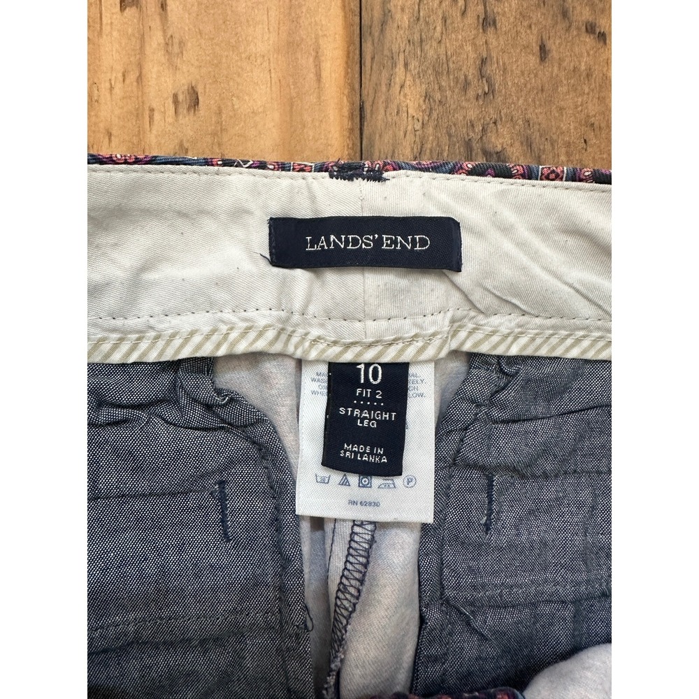Women's Medallion Print Straight Fit 2 Trousers by Lands' End, Sz: 10 - Picture 3 of 6